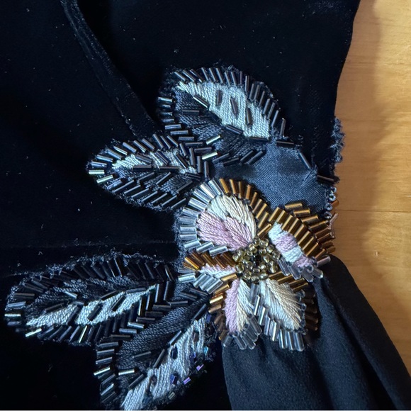 VTG Newport News Velvet Evening Dress Size 4 Black Y2K 90S Glam Dark Fairy Goth - Picture 10 of 11